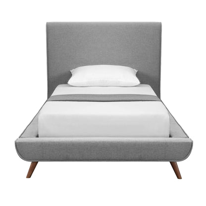 Charcoal Solid Wood Twin Upholstered Linen Bed