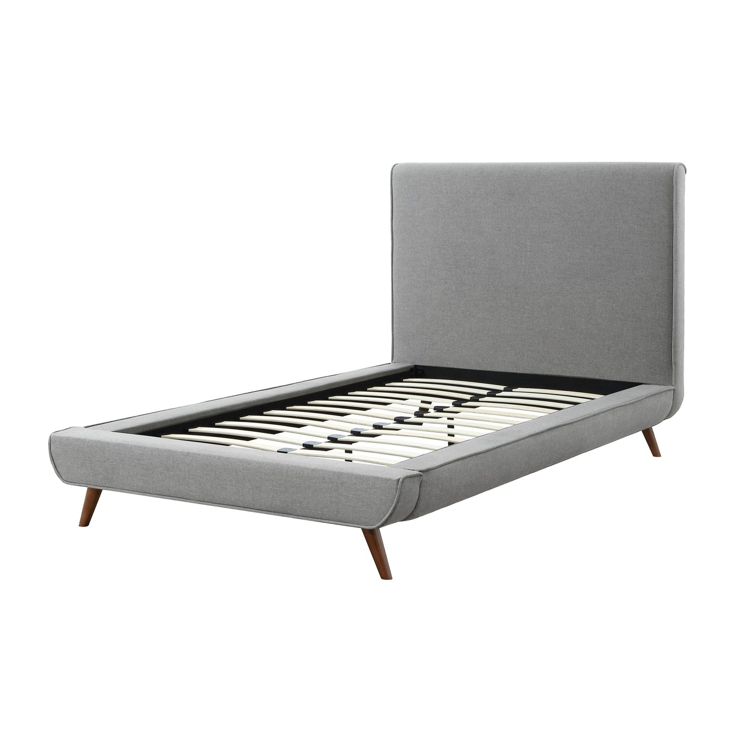 Charcoal Solid Wood Twin Upholstered Linen Bed