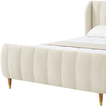 Gray Solid Wood Queen Tufted Upholstered Velvet Bed Frame