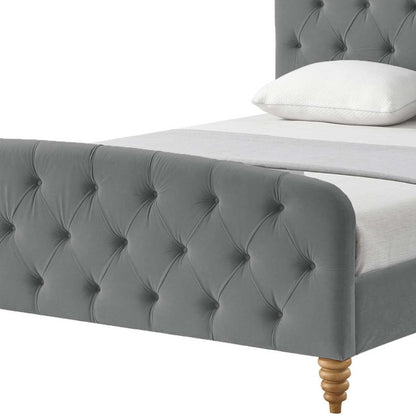 Blush Solid Wood Twin Tufted Upholstered Velvet Bed