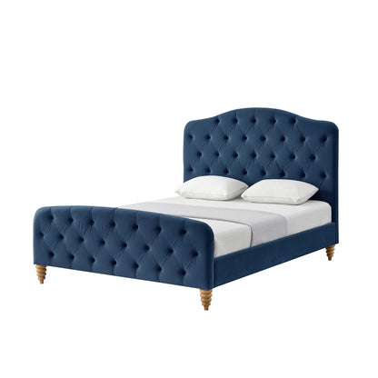 Gray Solid Wood Twin Tufted Upholstered Velvet Bed