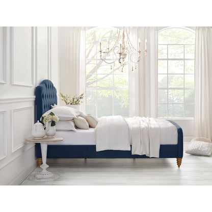 Gray Solid Wood Twin Tufted Upholstered Velvet Bed