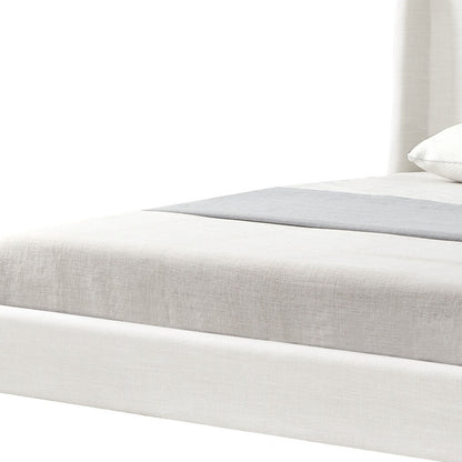 Cream Solid Wood Twin Upholstered Linen Bed