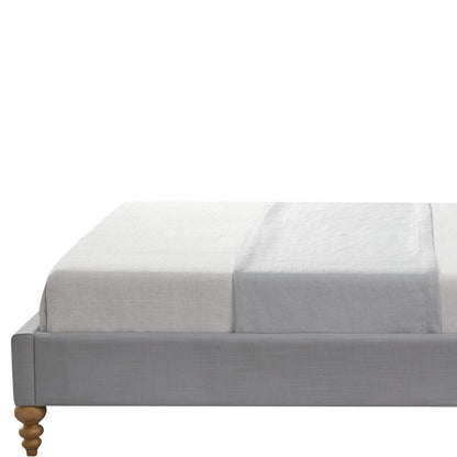 Cream Solid Wood Twin Upholstered Linen Bed
