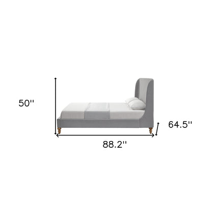 Cream Solid Wood Twin Upholstered Linen Bed