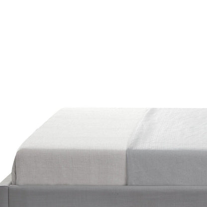 Cream Solid Wood Twin Upholstered Linen Bed