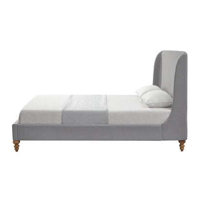 Cream Solid Wood Twin Upholstered Linen Bed