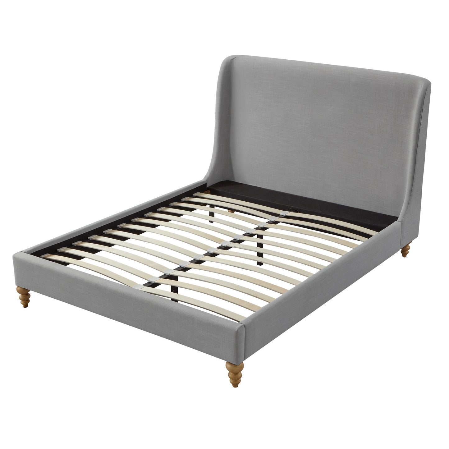 Cream Solid Wood Twin Upholstered Linen Bed