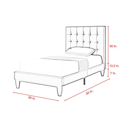 Navy Blue Solid Wood Twin Tufted Upholstered Velvet Bed