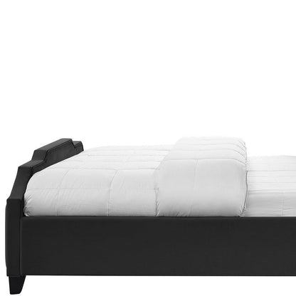 Black Solid Wood King Tufted Upholstered Velvet Bed with Nailhead Trim