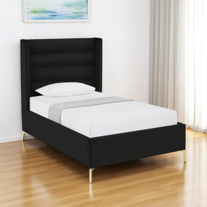 Black Velvet Upholstered King Bed Frame
