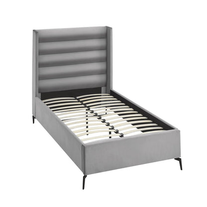 Light Gray Velvet Upholstered King Bed Frame