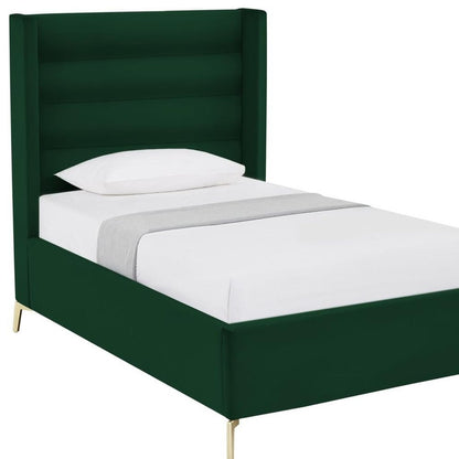 Green Velvet Upholstered Queen Bed Frame