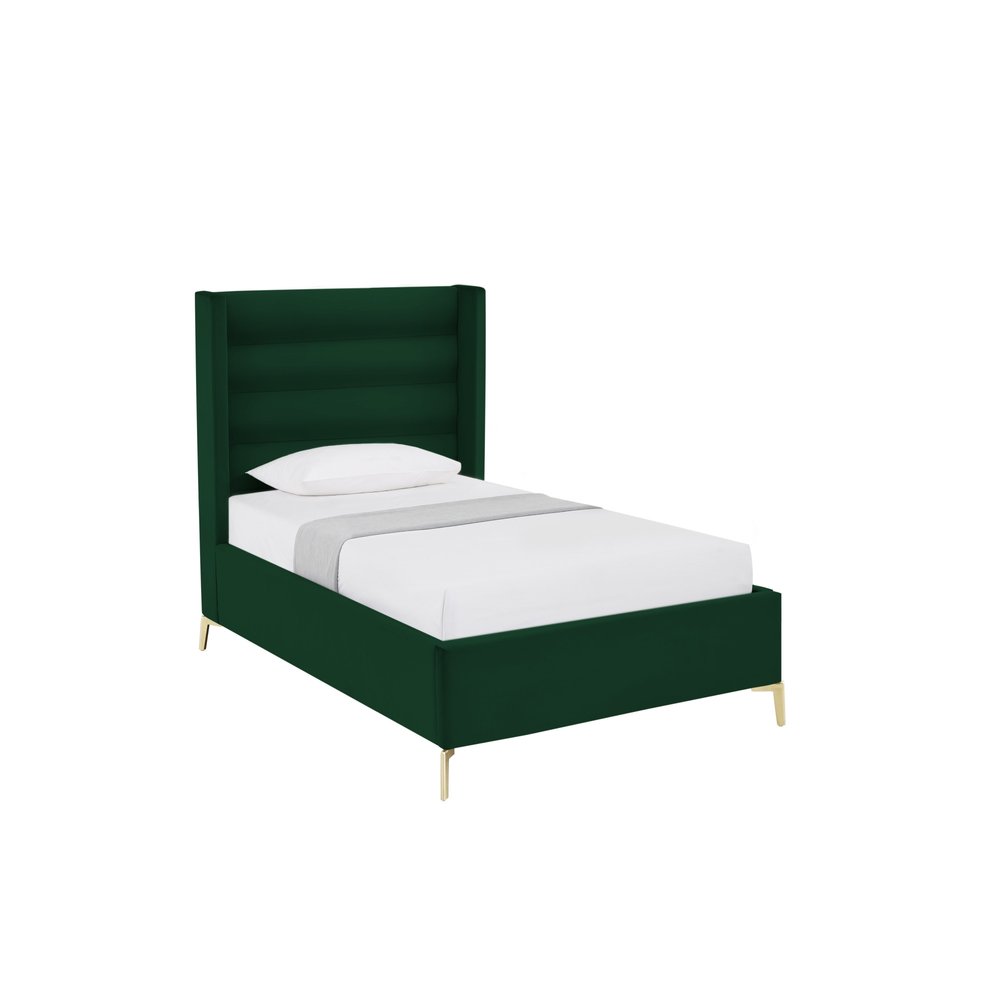 Green Velvet Upholstered Queen Bed Frame