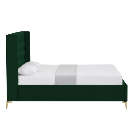 Green Velvet Upholstered Queen Bed Frame