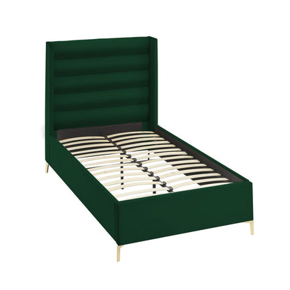Green Velvet Upholstered Queen Bed Frame