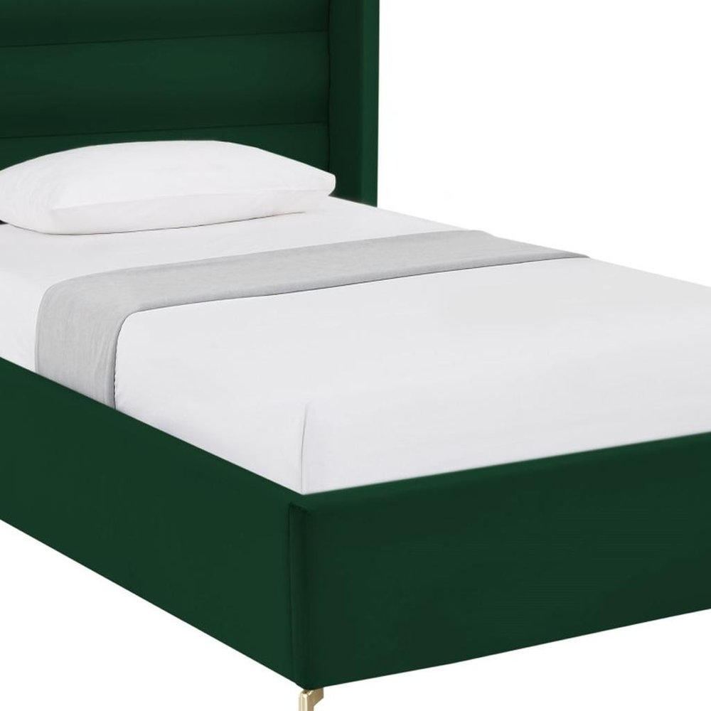 Green Velvet Upholstered Queen Bed Frame