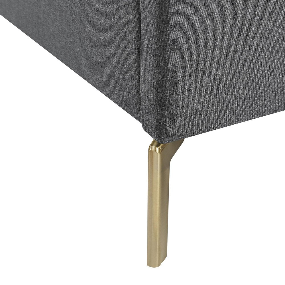 Gray Linen Upholstered King Bed Frame