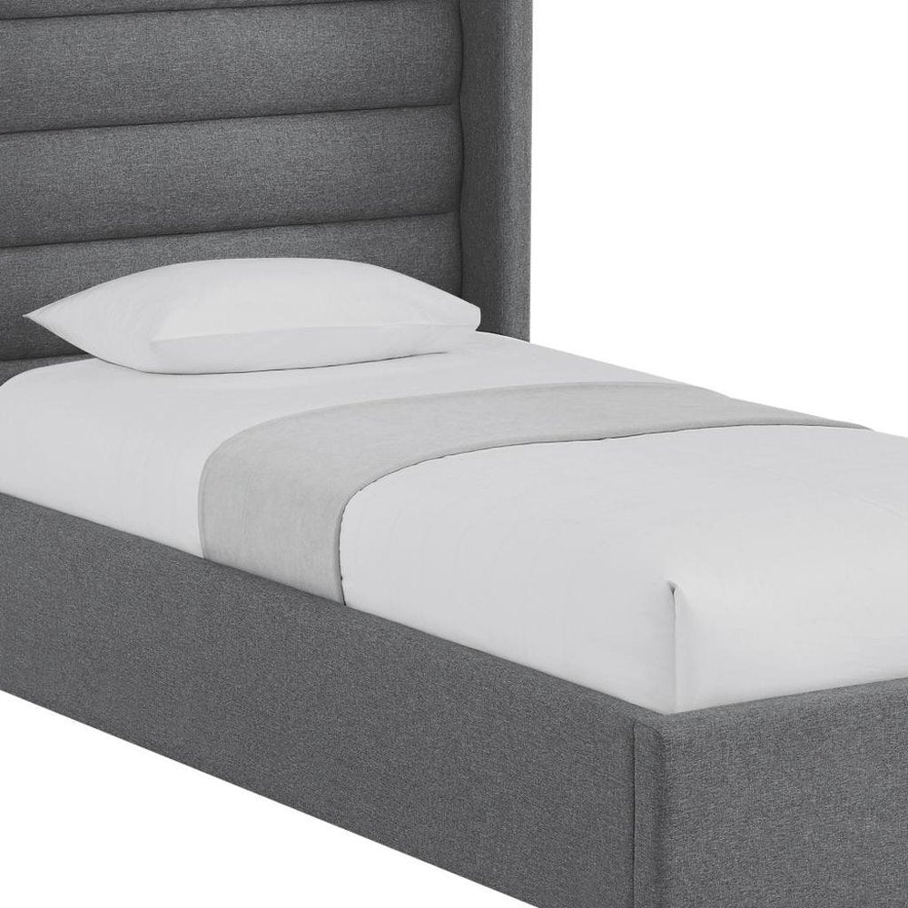 Gray Linen Upholstered King Bed Frame