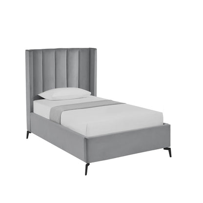 Light Gray Velvet Upholstered Full Bed Frame