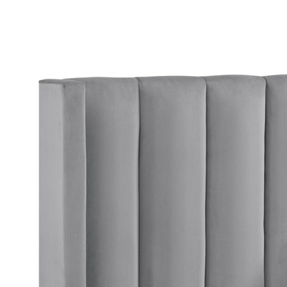 Light Gray Velvet Upholstered Full Bed Frame