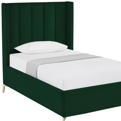 Green Velvet Upholstered Queen Bed Frame