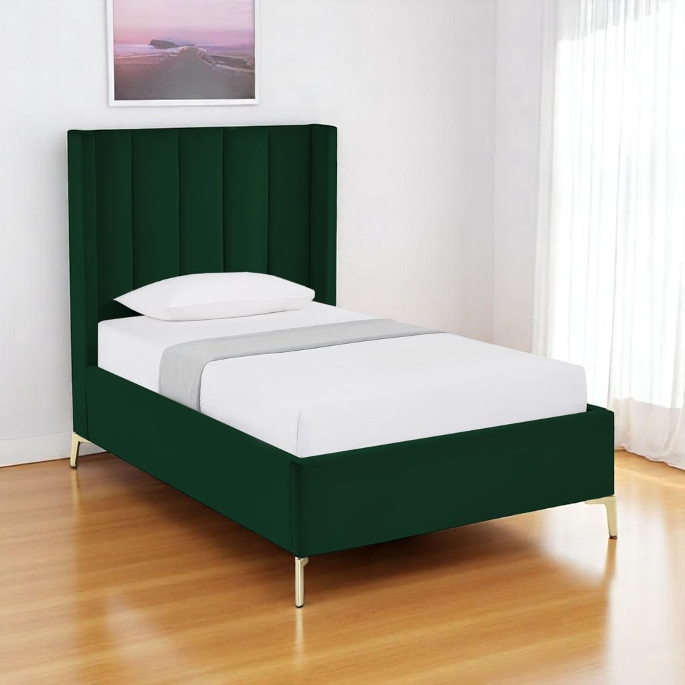 Green Velvet Upholstered Queen Bed Frame