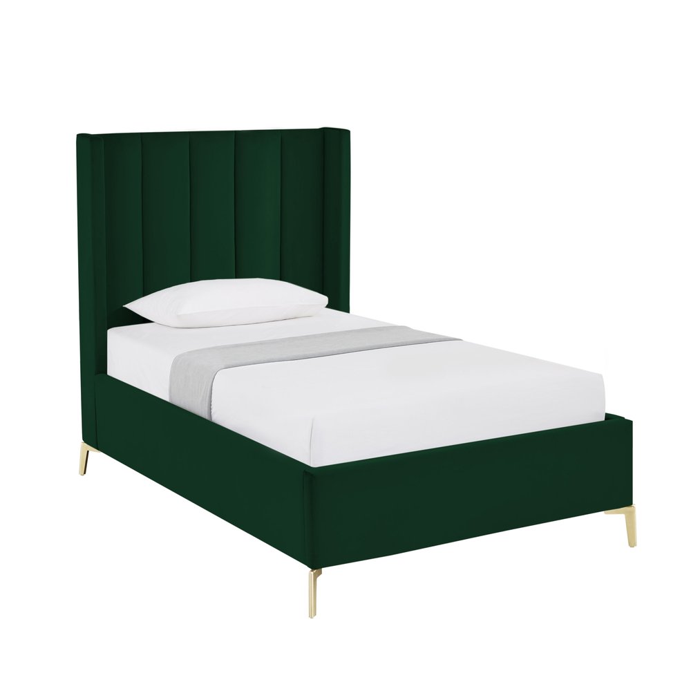 Green Velvet Upholstered Queen Bed Frame