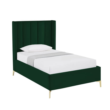 Green Velvet Upholstered Queen Bed Frame