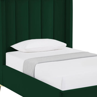 Green Velvet Upholstered Queen Bed Frame