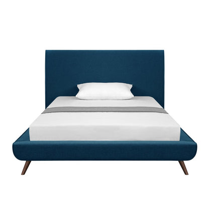 Denim Blue Solid Wood Twin Upholstered Linen Bed