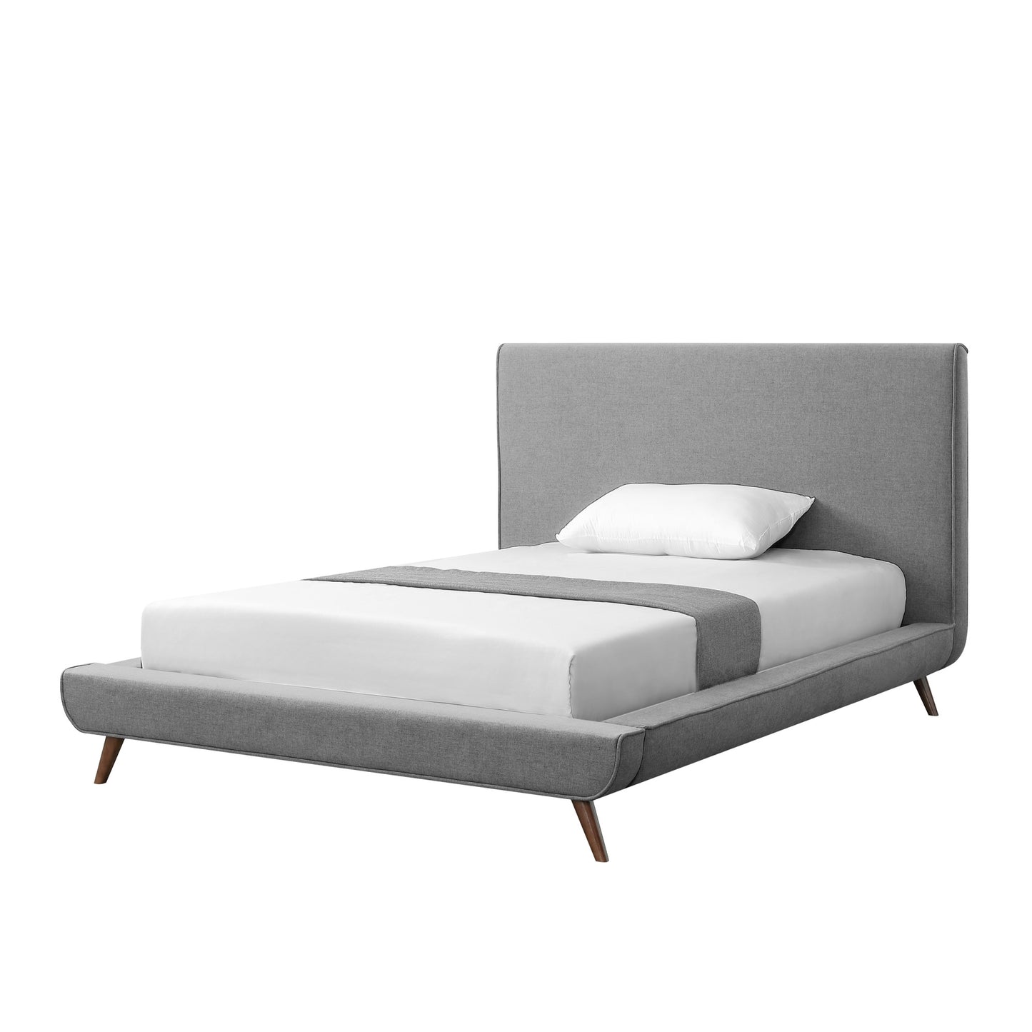 Charcoal Solid Wood Twin Upholstered Linen Bed