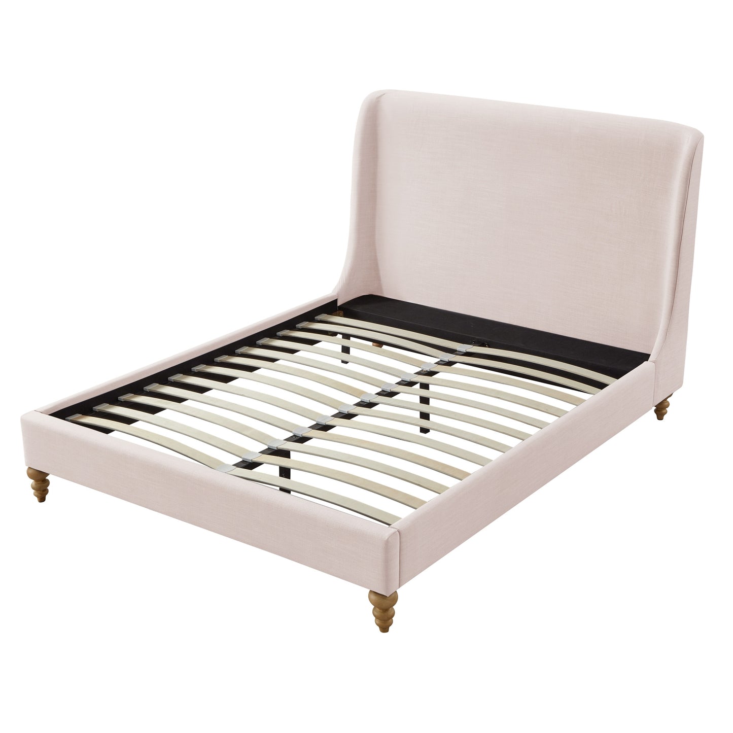 Cream Solid Wood Twin Upholstered Linen Bed