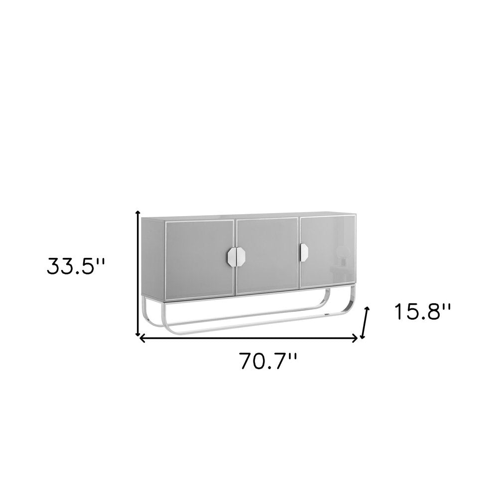 71" Gray Sideboard with Three Doors