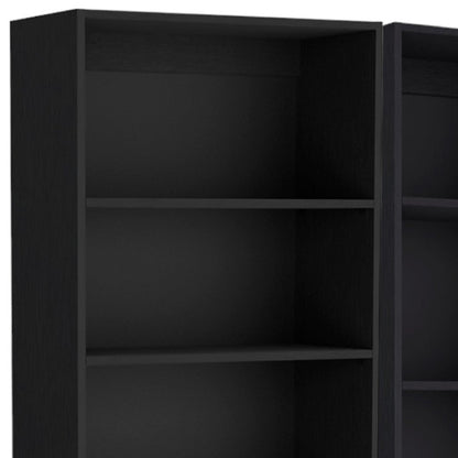 71" Black Five Tier Bookcase with Two doors