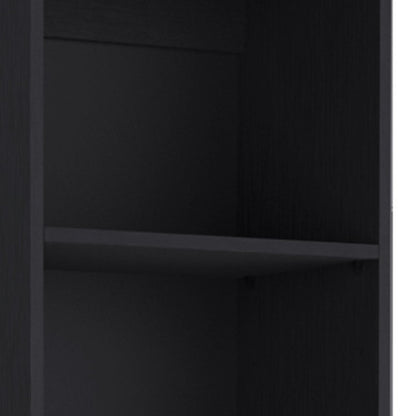 71" Black Five Tier Bookcase with Two doors