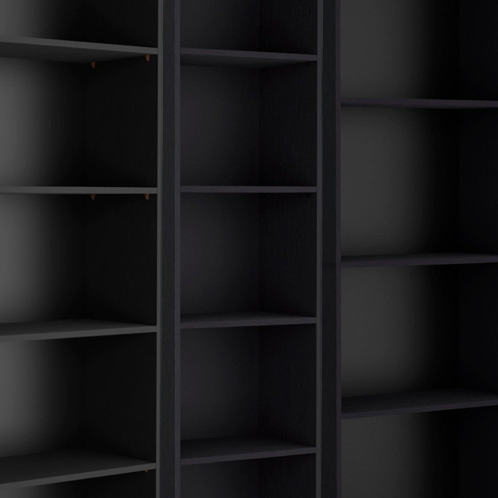 Set of Three Black Five Tier Bookcase
