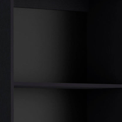 71" Black Five Tier Bookcase with Two doors