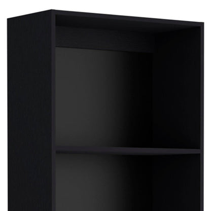 71" Black Five Tier Bookcase with Two doors