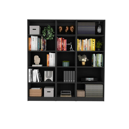 71" Black Five Tier Bookcase