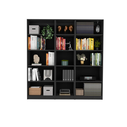 71" Black Five Tier Bookcase