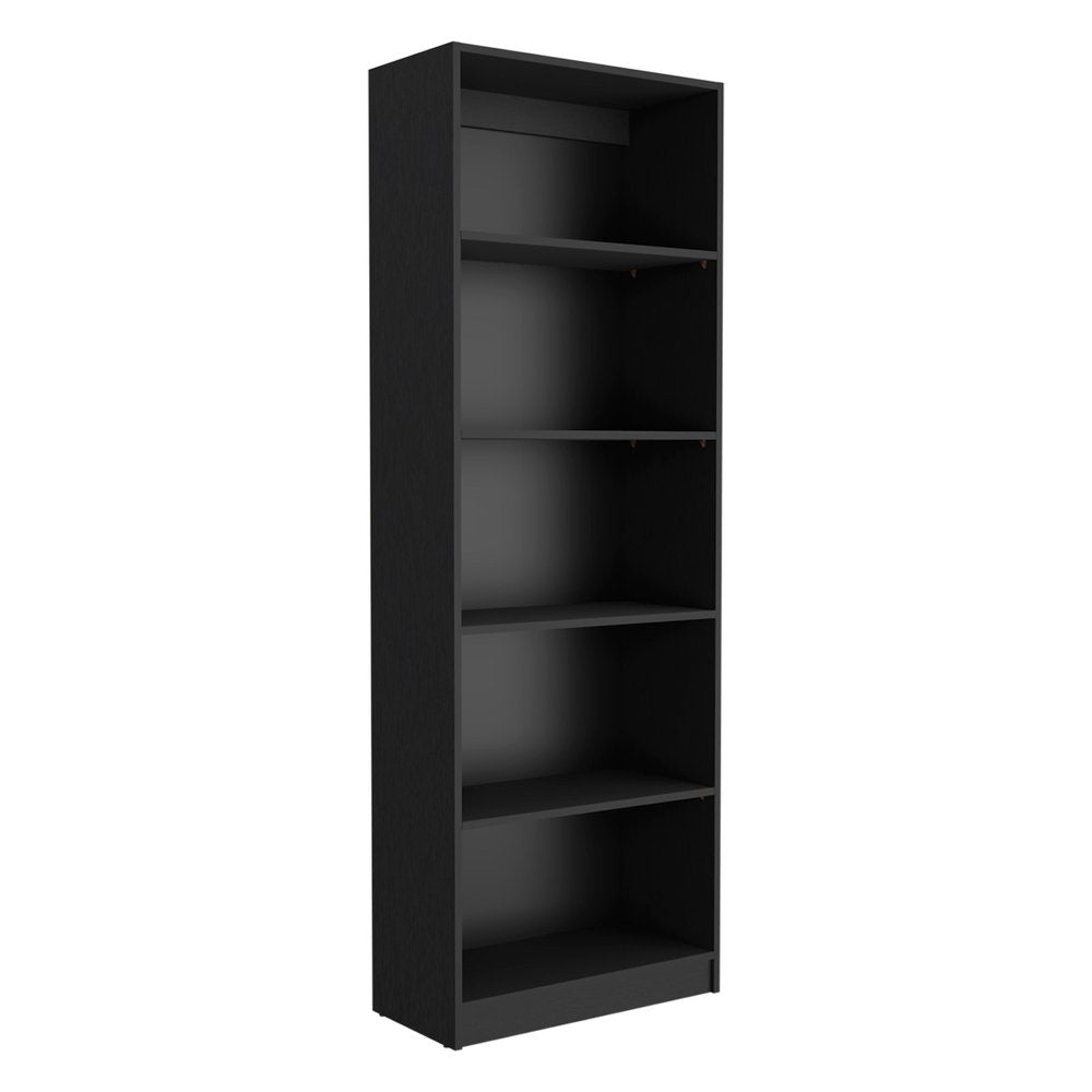 Set of Three Black Wood Four Tier Bookcases
