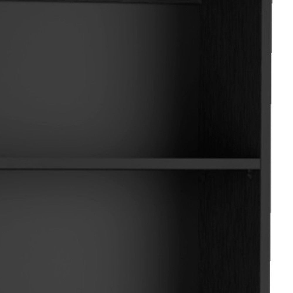 Set of Three Black Five Tier Bookcases with Two Doors