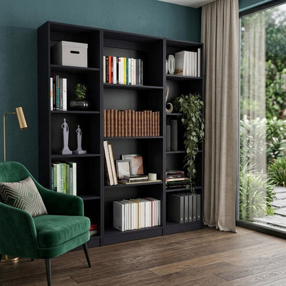 71" Black Four Tier Bookcase