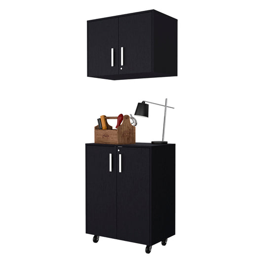 28" Black Wall mounted Accent Cabinet With Four Shelves