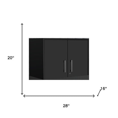 28" Black Wall mounted Accent Cabinet With Four Shelves