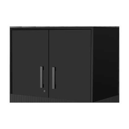 28" Black Wall mounted Accent Cabinet With Four Shelves And Six Drawers