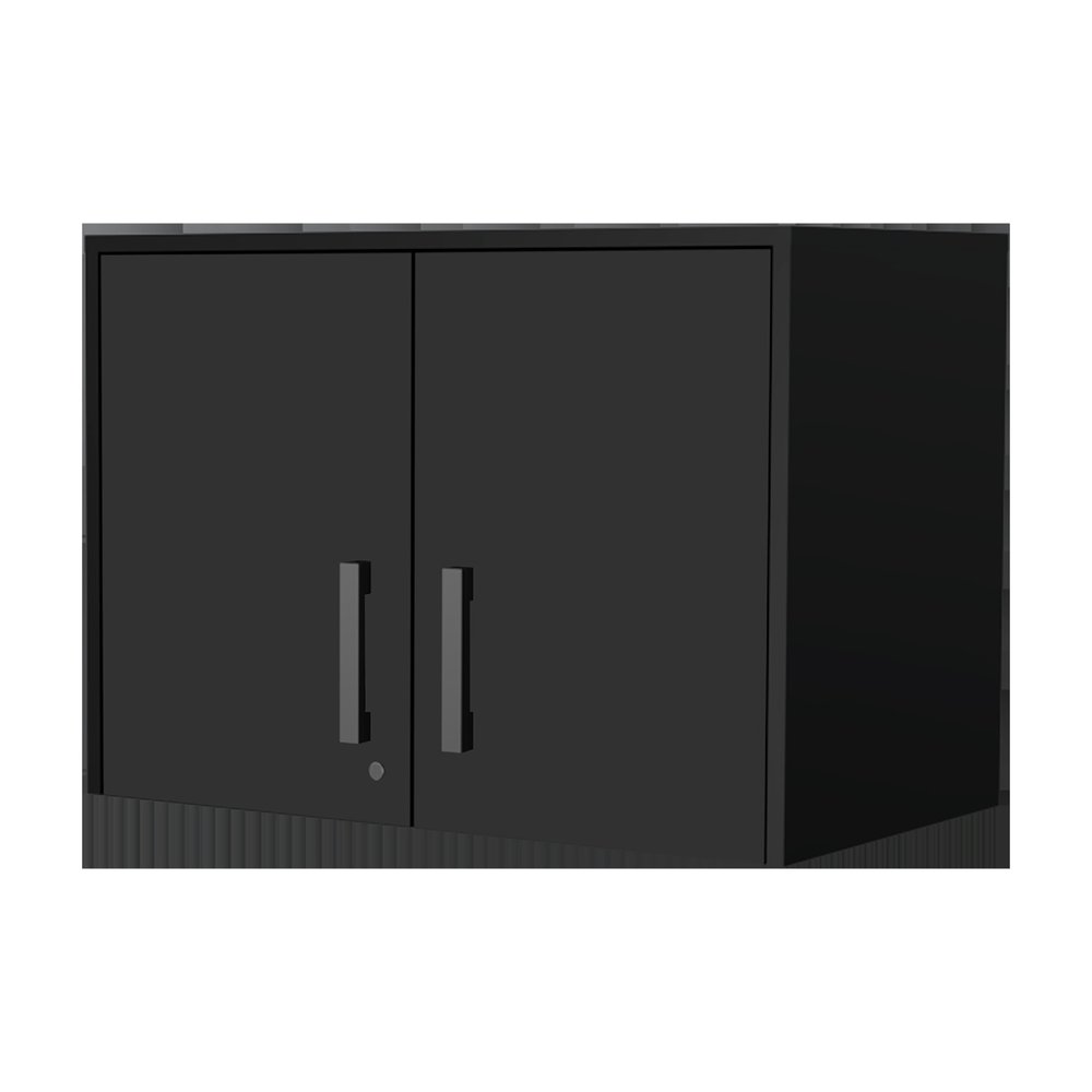 28" Black Wall mounted Accent Cabinet With Six Shelves And Three Drawers