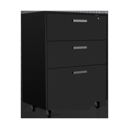 28" Black Wall mounted Accent Cabinet With Six Shelves And Three Drawers