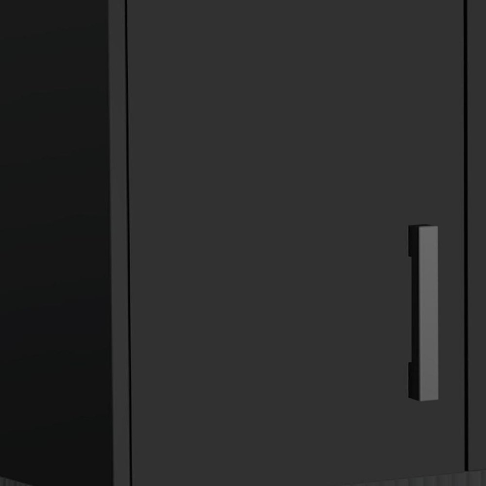 28" Black Wall mounted Accent Cabinet With Eight Shelves And Six Drawers